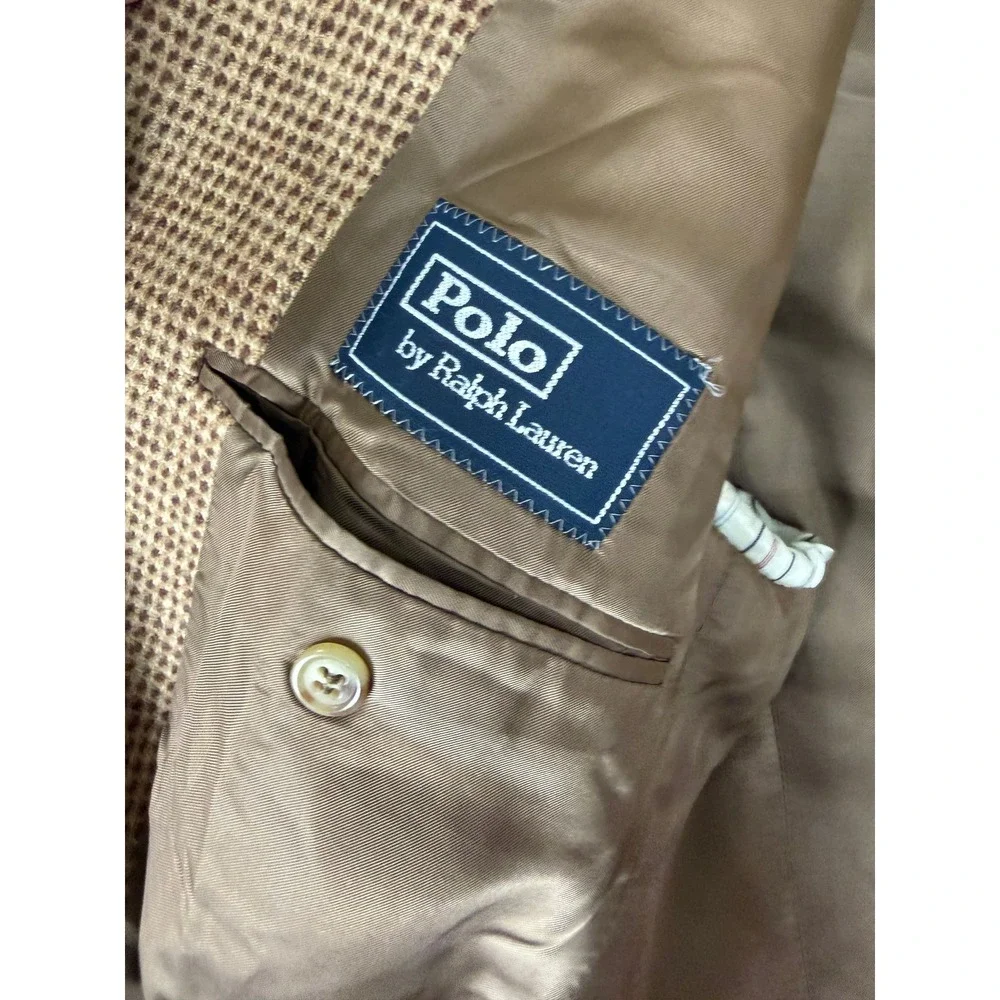 Polo Ralph Lauren Blue Label Mens 41R Virgin Wool Blazer Sport Coat Brown Italy